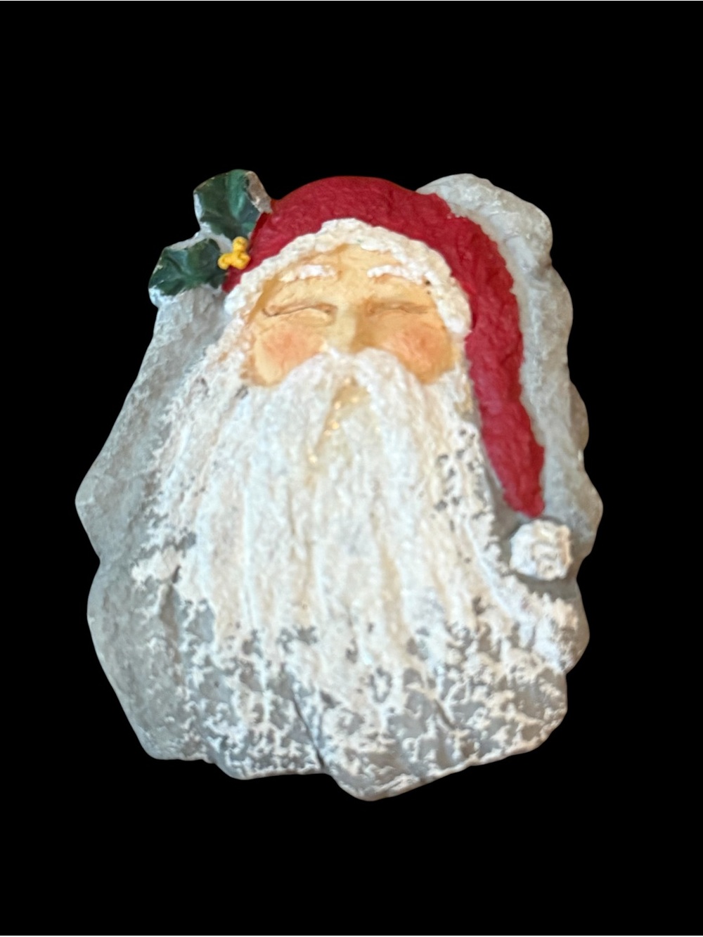 Vintage Papel Giftware Santa Clause face casting brooch
